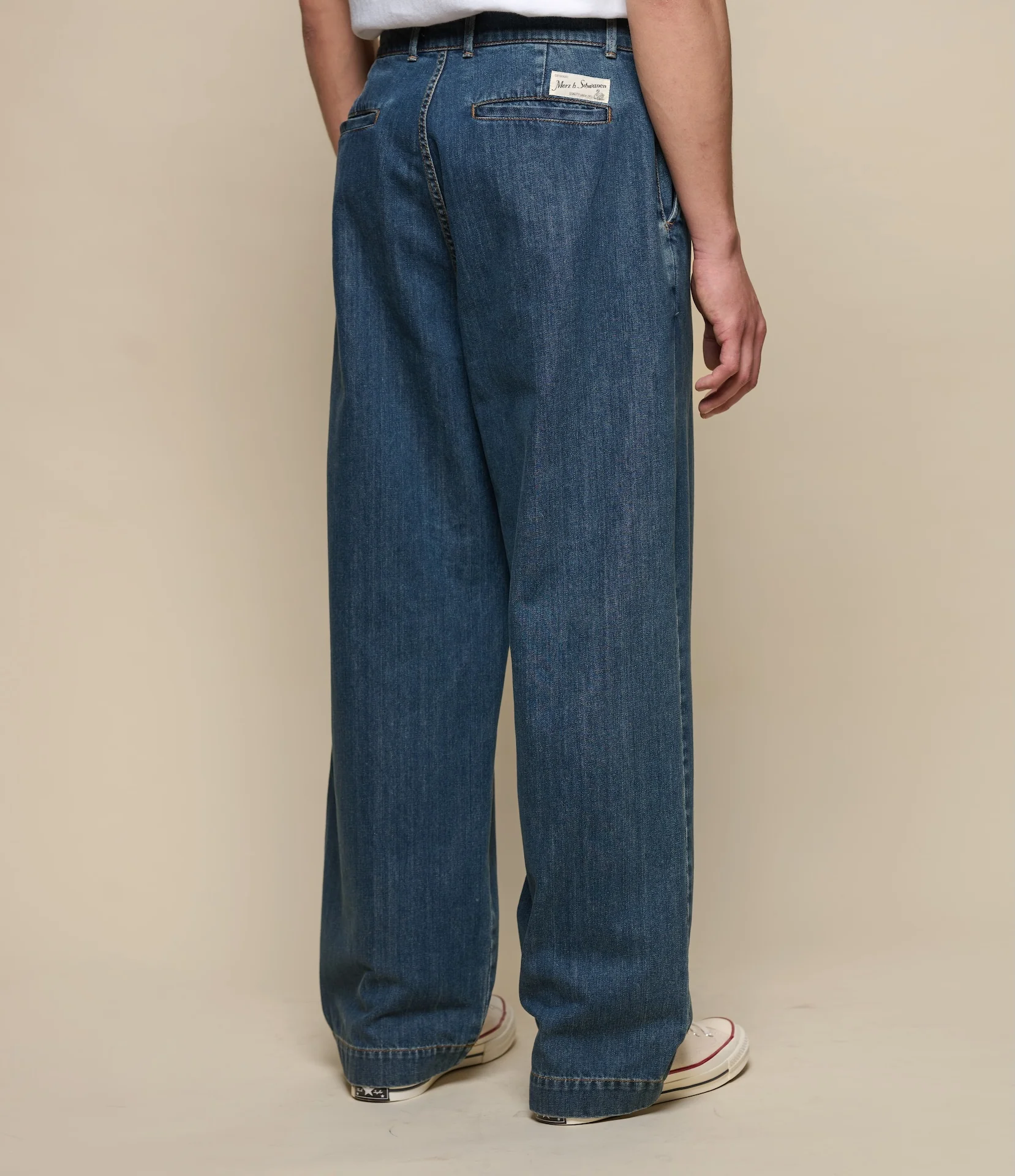 1940s Cotton Denim High Rise Wide Leg Chino - Image 5