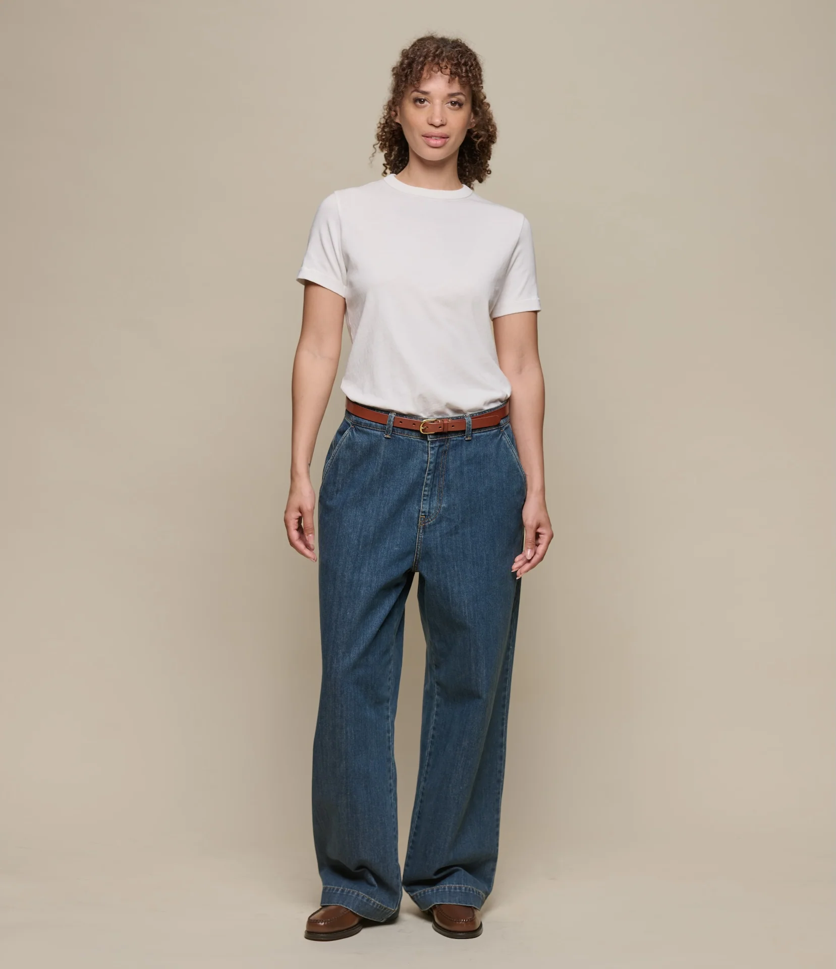 1940s Cotton Denim High Rise Wide Leg Chino - Image 8