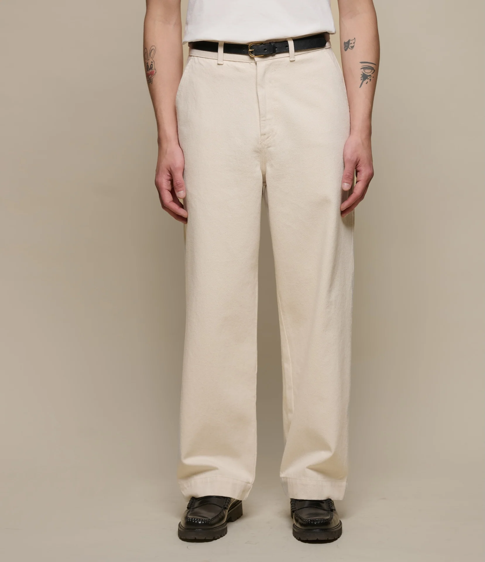 1940s Cotton Twill High Rise Wide Leg Chino