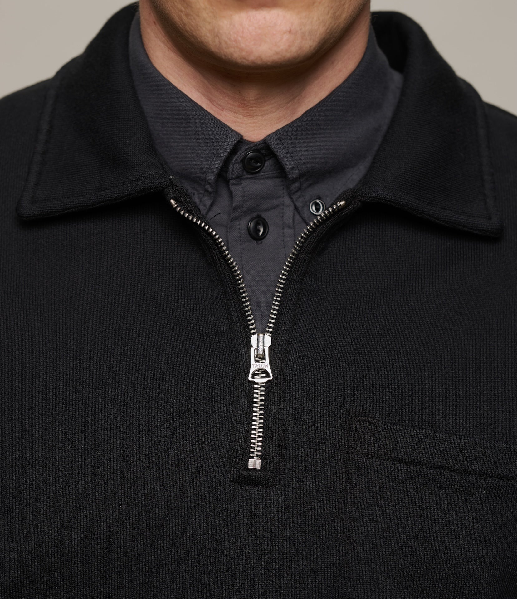 Authentic Fleece Polo Collared Half-Zip Cotton Sweatshirt - Image 3