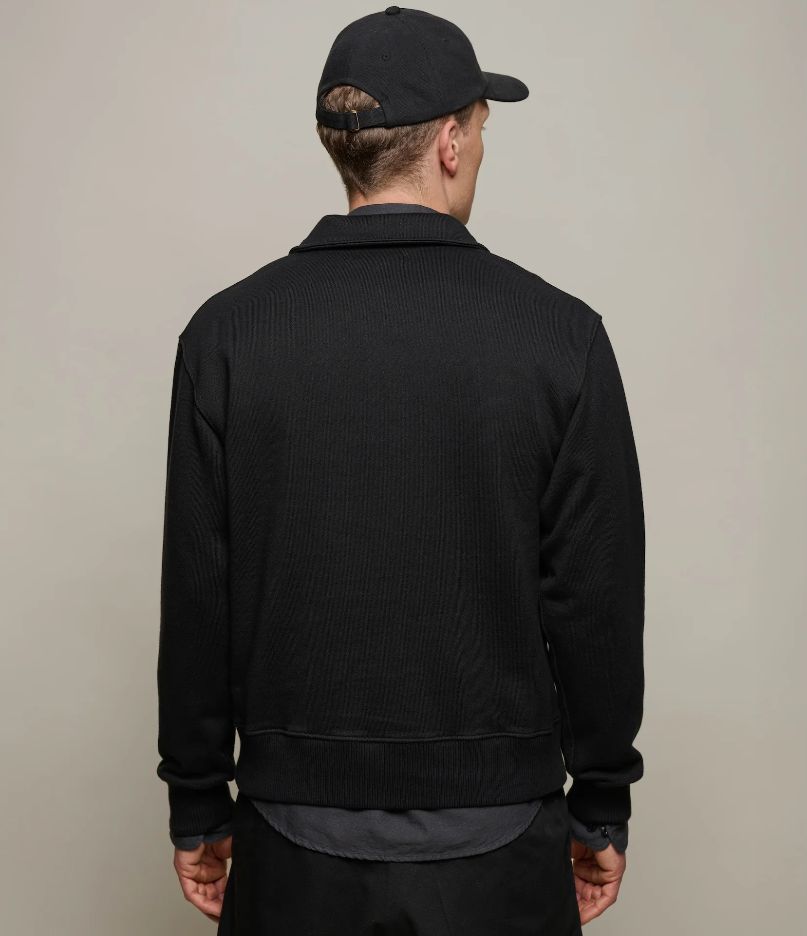 Authentic Fleece Polo Collared Half-Zip Cotton Sweatshirt - Image 4
