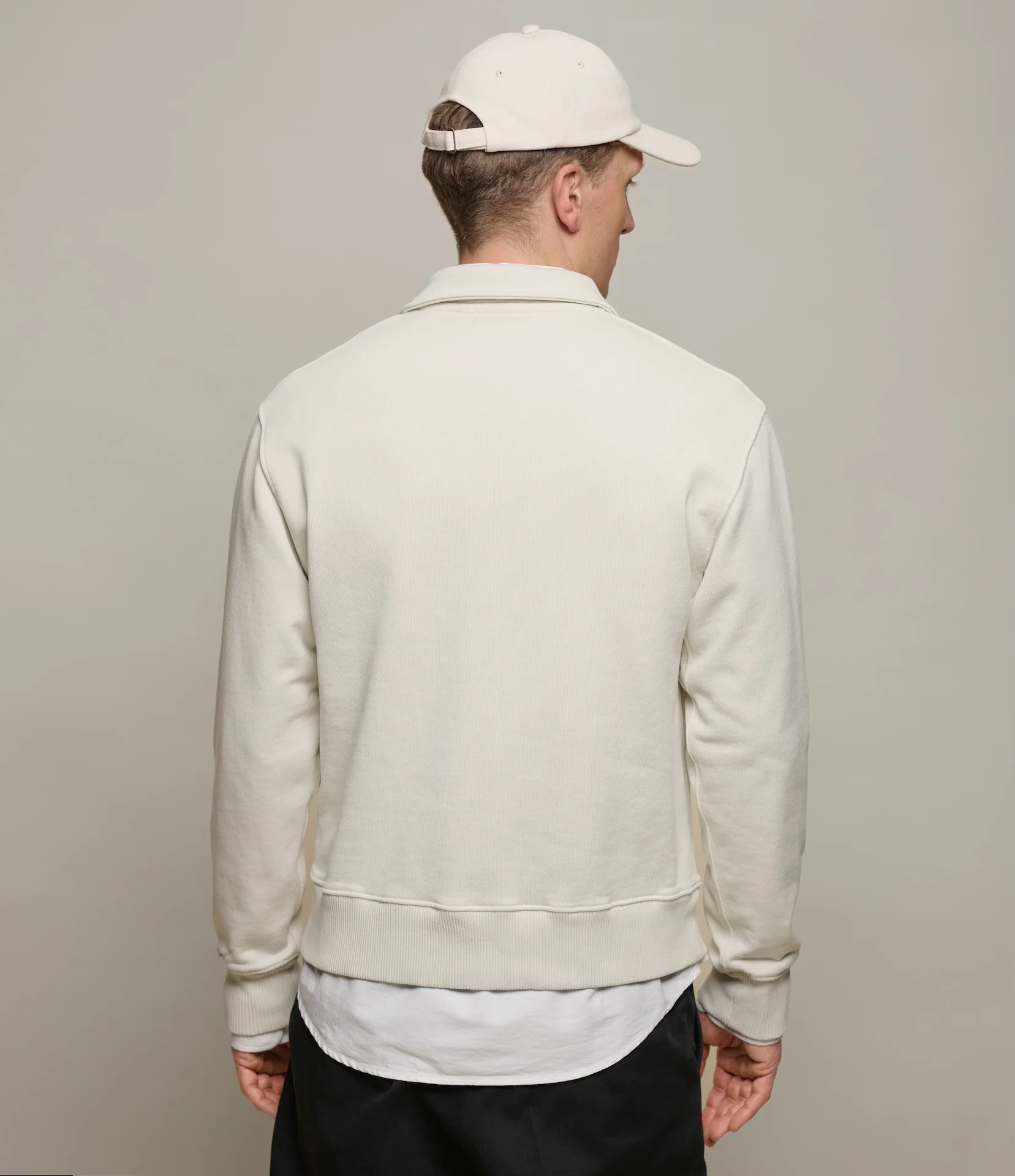 Authentic Fleece Polo Collared Half-Zip Cotton Sweatshirt - Image 4