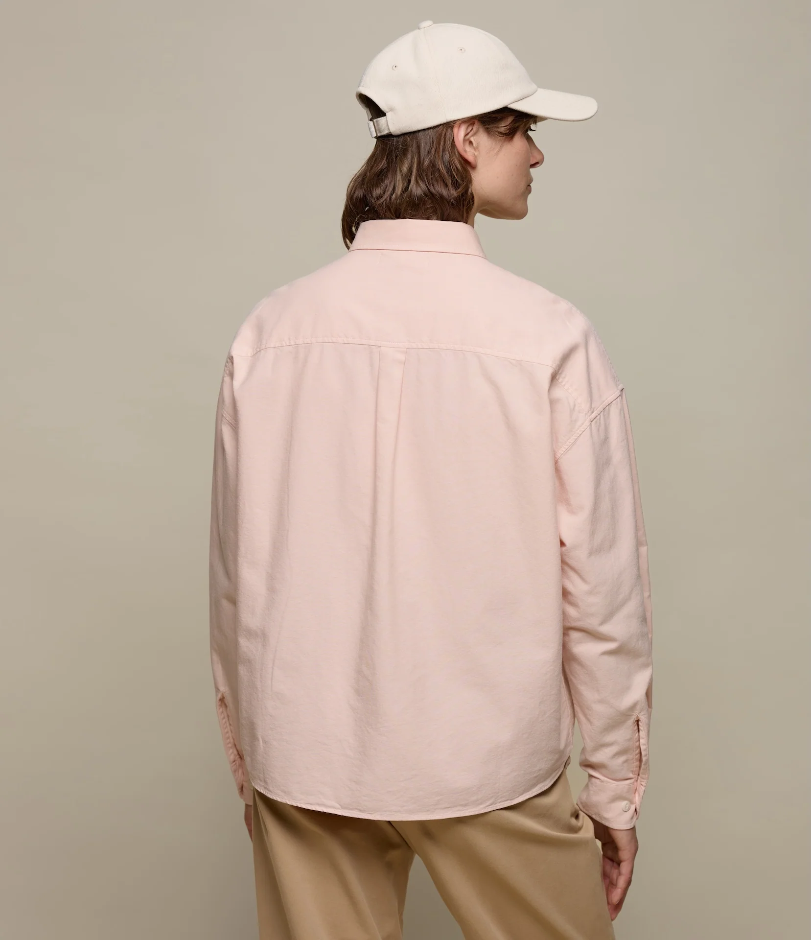 Cropped Boxy Style Cotton Oxford Long Sleeve Shirt - Image 2