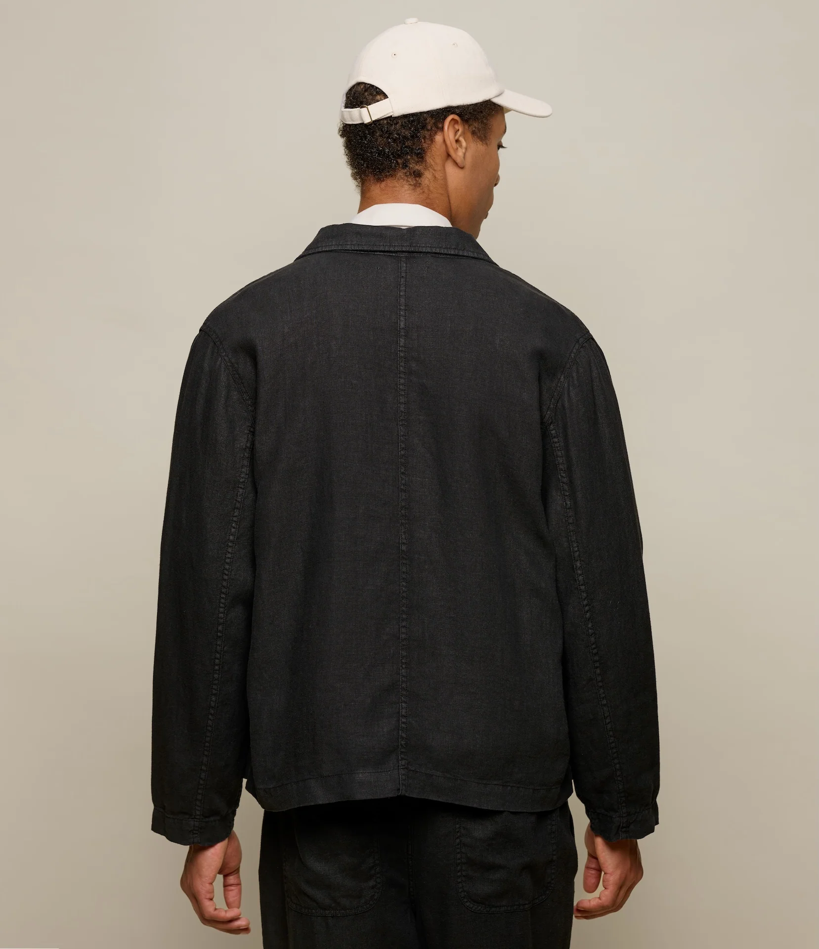 Cropped Worker's Linen Jacket - Image 4