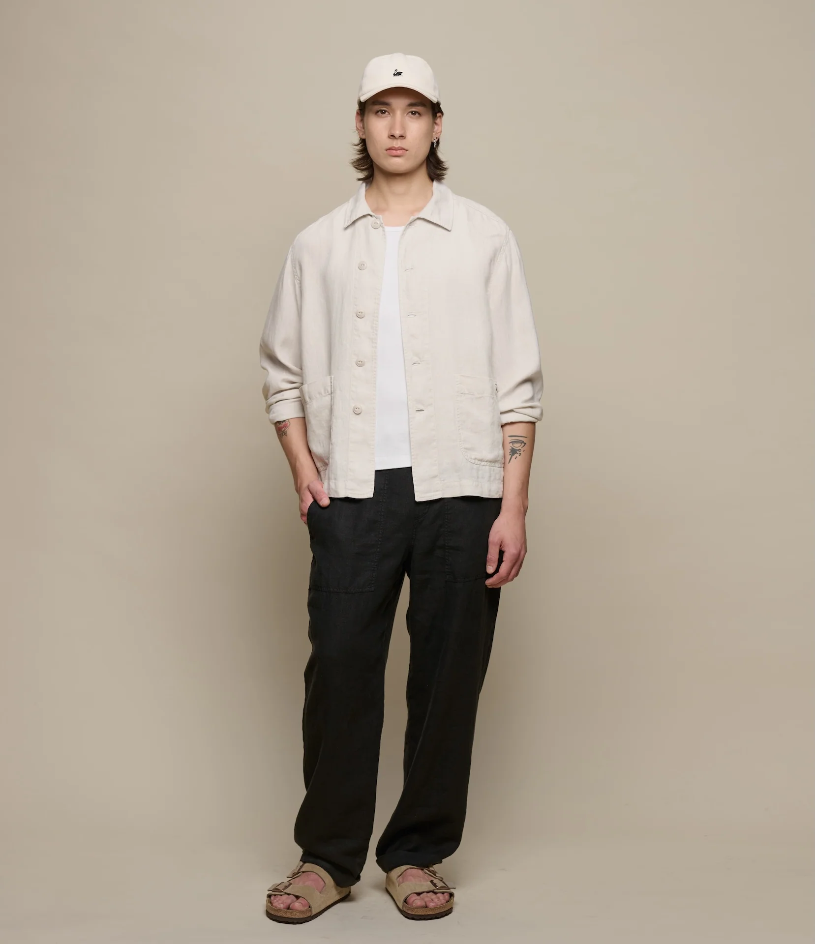 Cropped Worker's Linen Jacket - Image 4