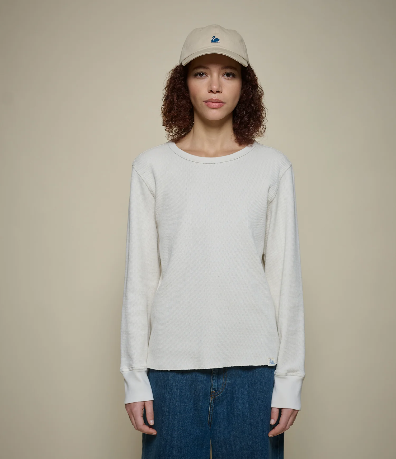 Diamond-Patterned Cotton Thermal Women's Longsleeve