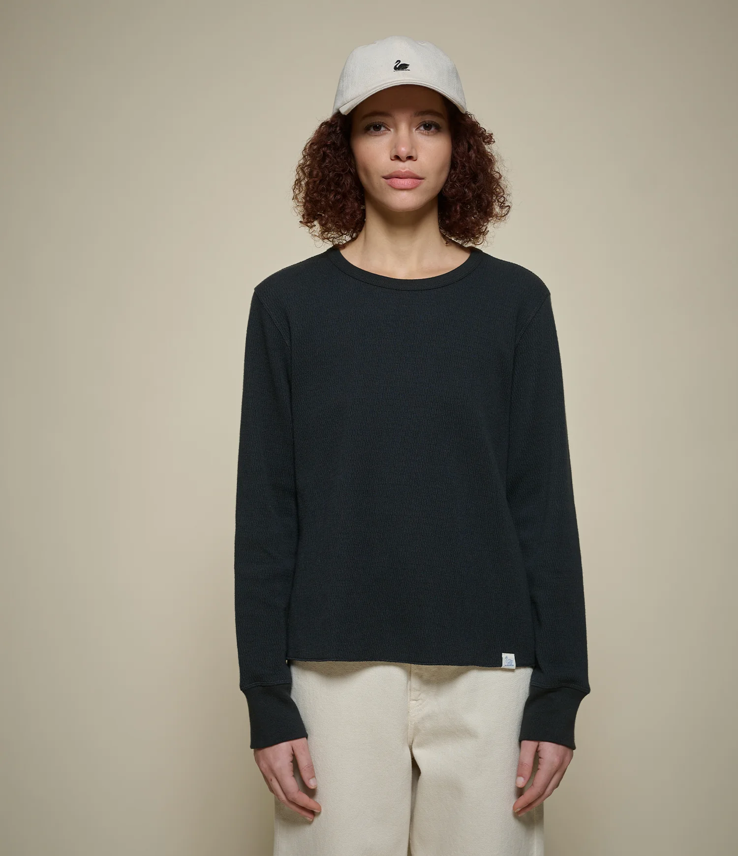 Diamond-Patterned Cotton Thermal Women's Longsleeve