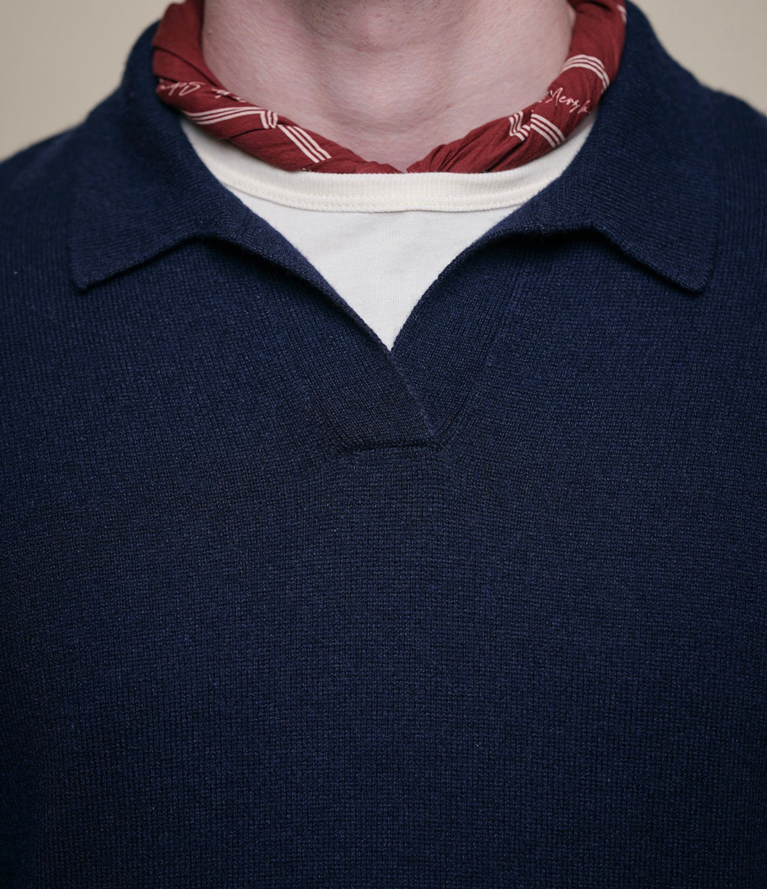 Merino Wool-Cashmere-Silk Long Sleeve Polo Shirt - Image 3