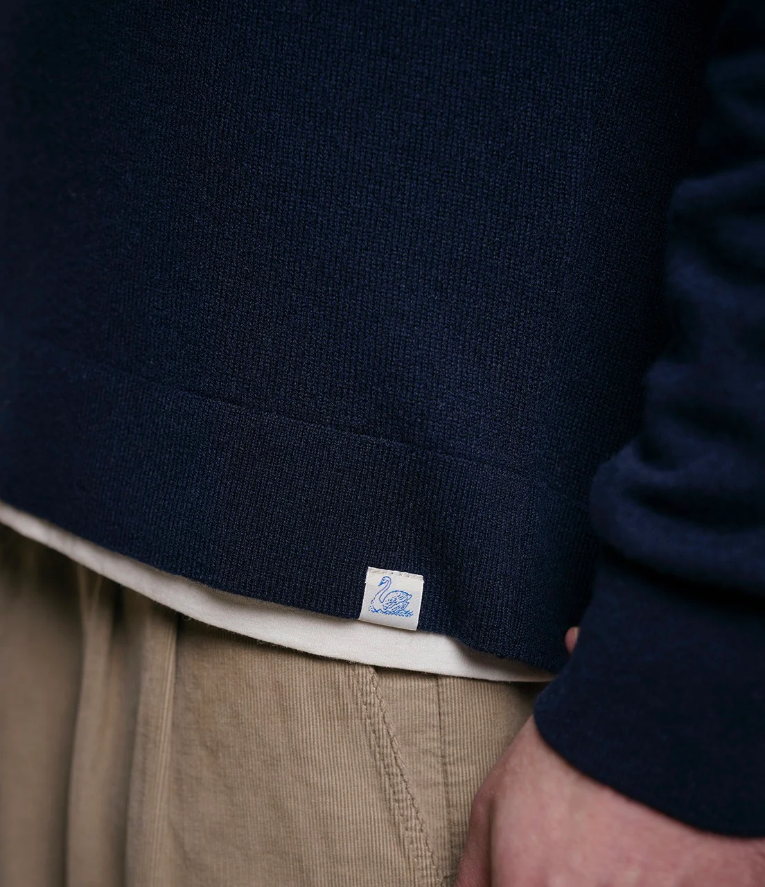 Merino Wool-Cashmere-Silk Long Sleeve Polo Shirt - Image 4
