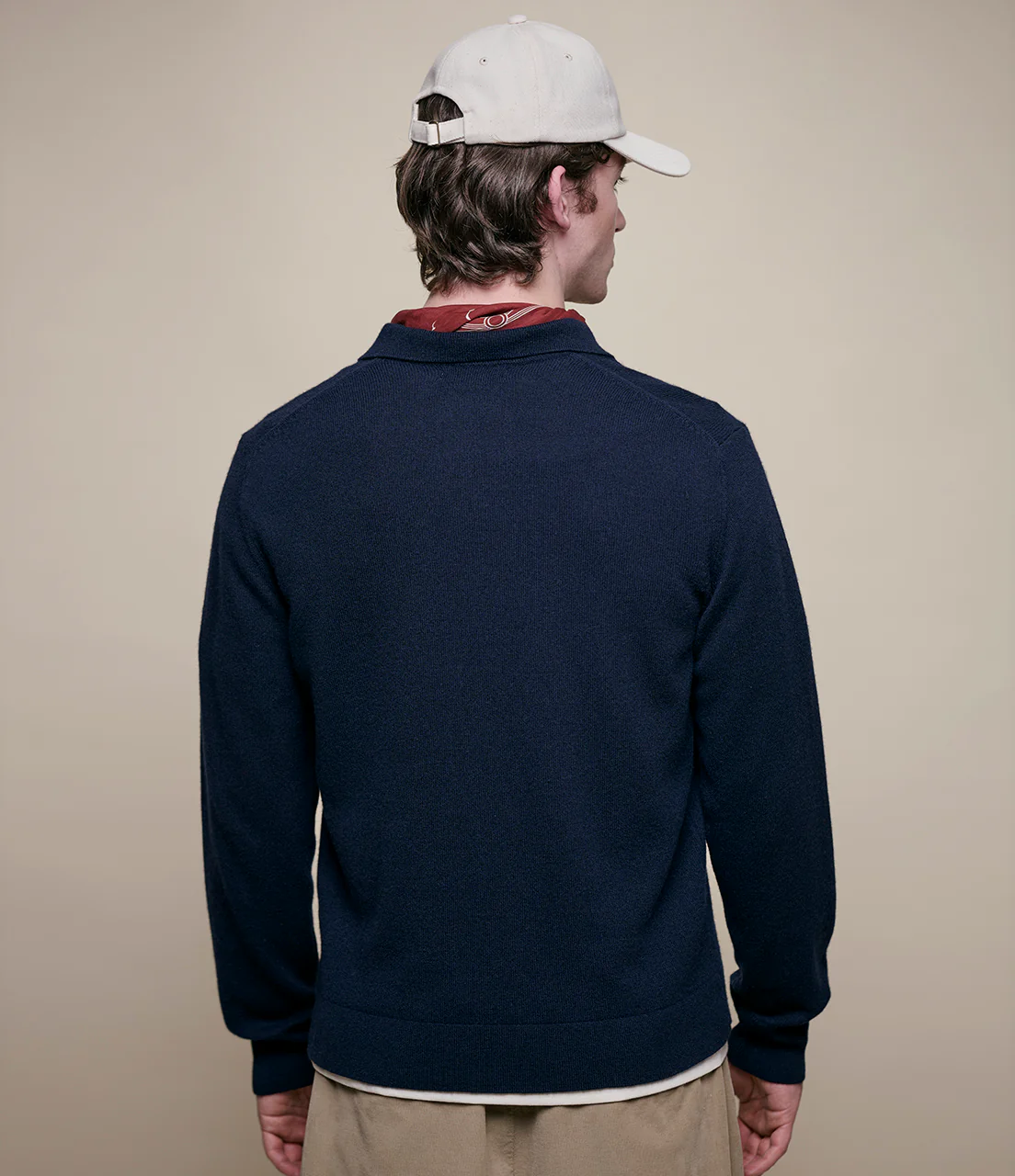 Merino Wool-Cashmere-Silk Long Sleeve Polo Shirt - Image 5
