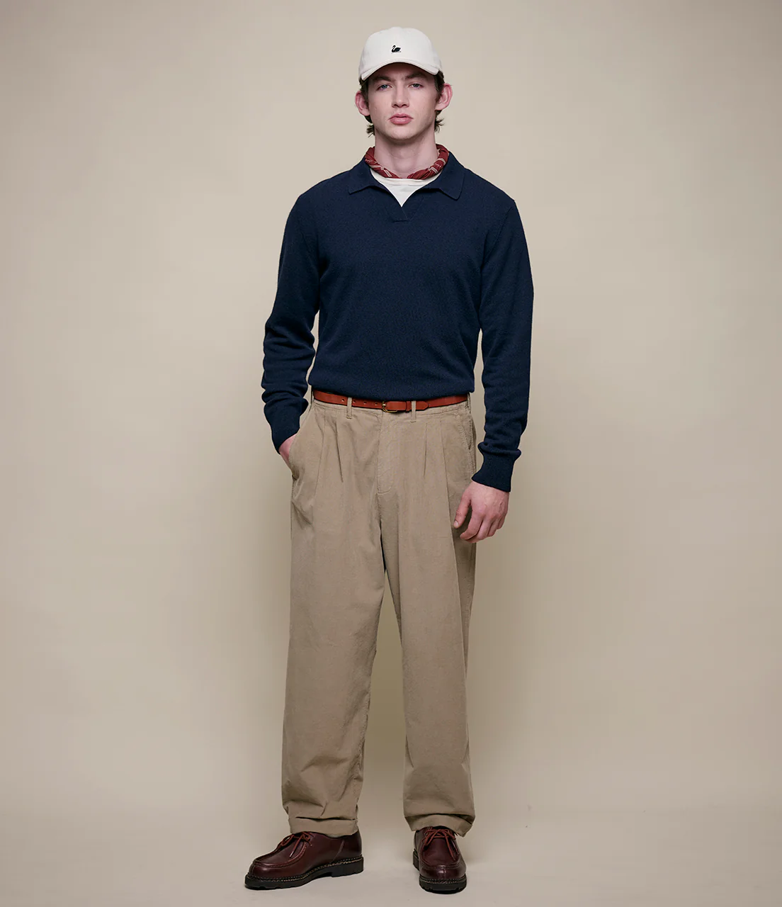 Merino Wool-Cashmere-Silk Long Sleeve Polo Shirt - Image 6