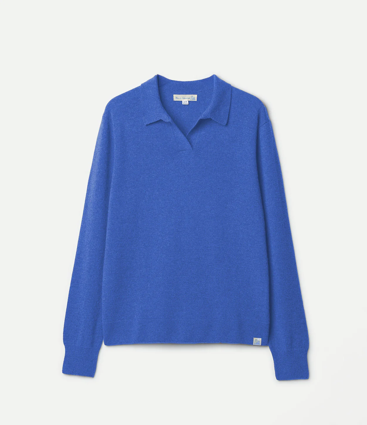 Merino Wool-Cashmere-Silk Long Sleeve Polo Shirt