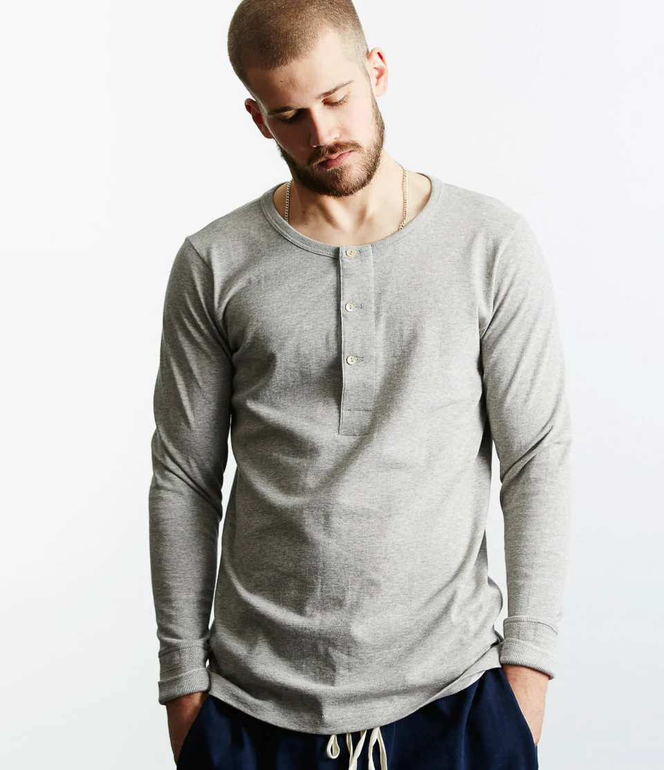 206 Loopwheeled Classic Fit Midweight Long Sleeve Henley