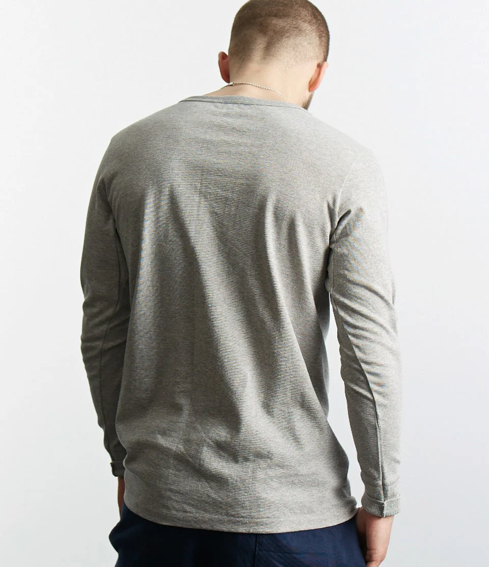206 Loopwheeled Classic Fit Midweight Long Sleeve Henley - Image 3
