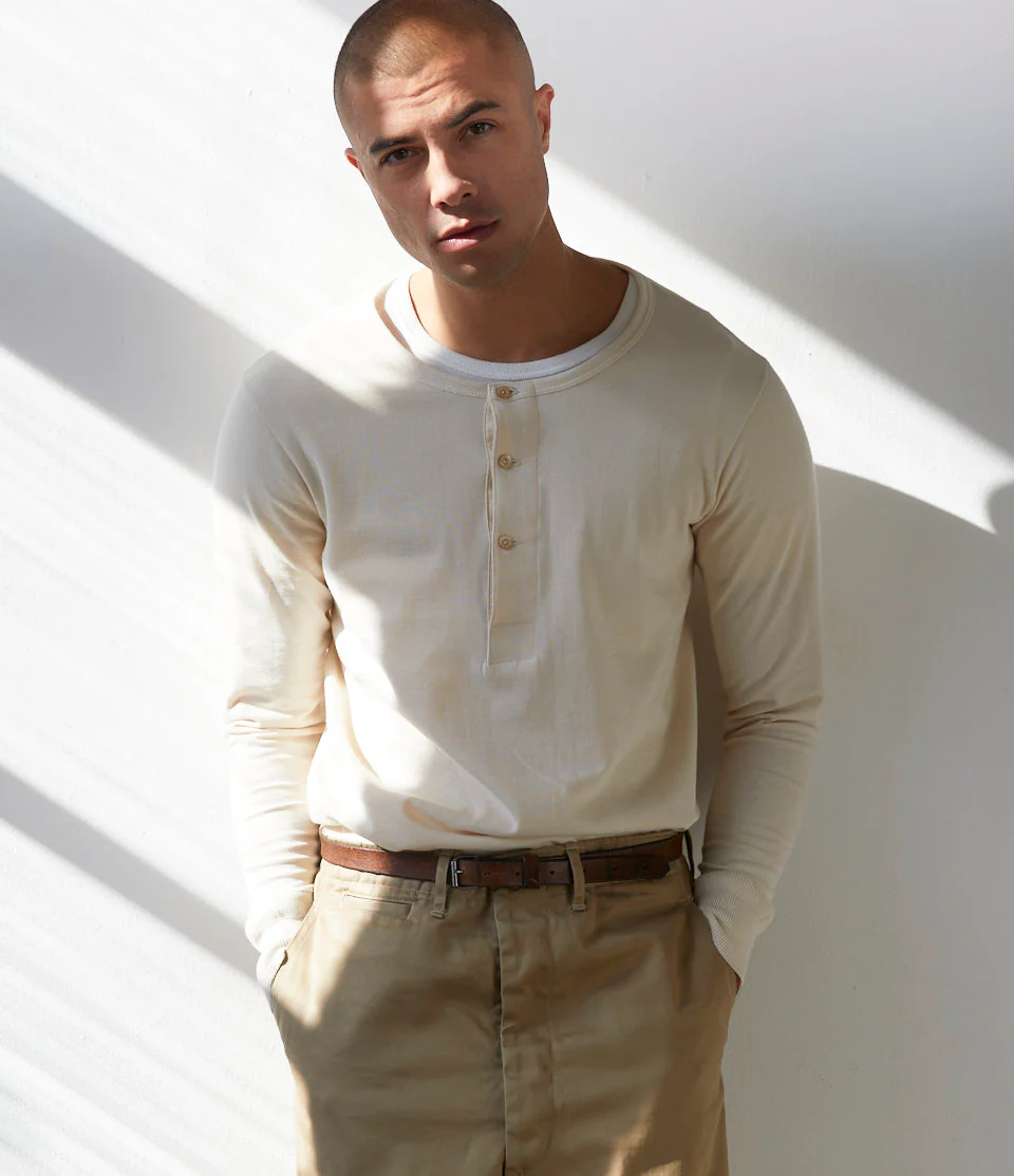 206 Loopwheeled Classic Fit Midweight Long Sleeve Henley