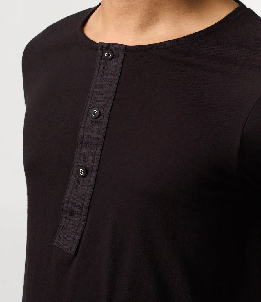 103 Loopwheeled Maco-Imit Short Sleeve Henley - Image 3