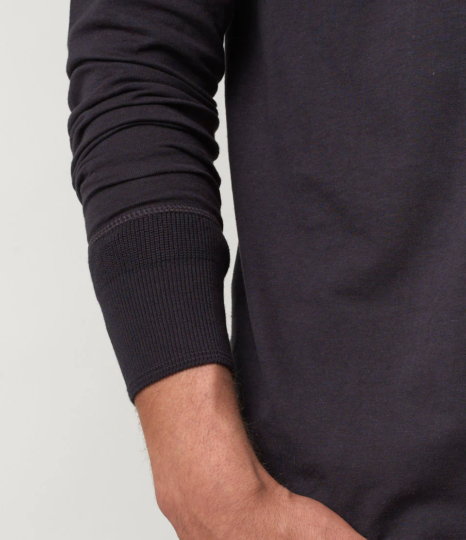 102 Loopwheeled Maco-Imit Long Sleeve Henley - Image 4