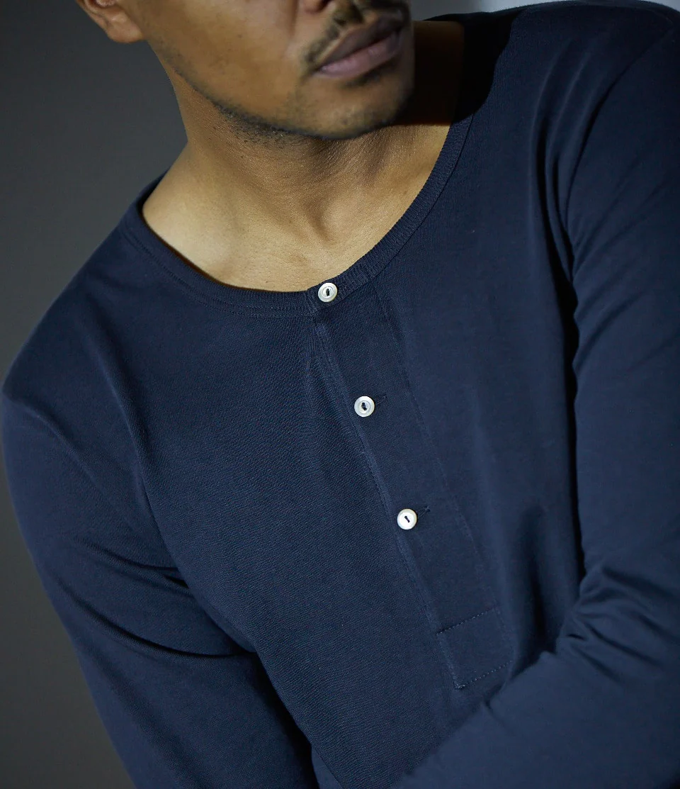 207 Loopwheeled Classic Fit Midweight Short Sleeve Henley - Image 3