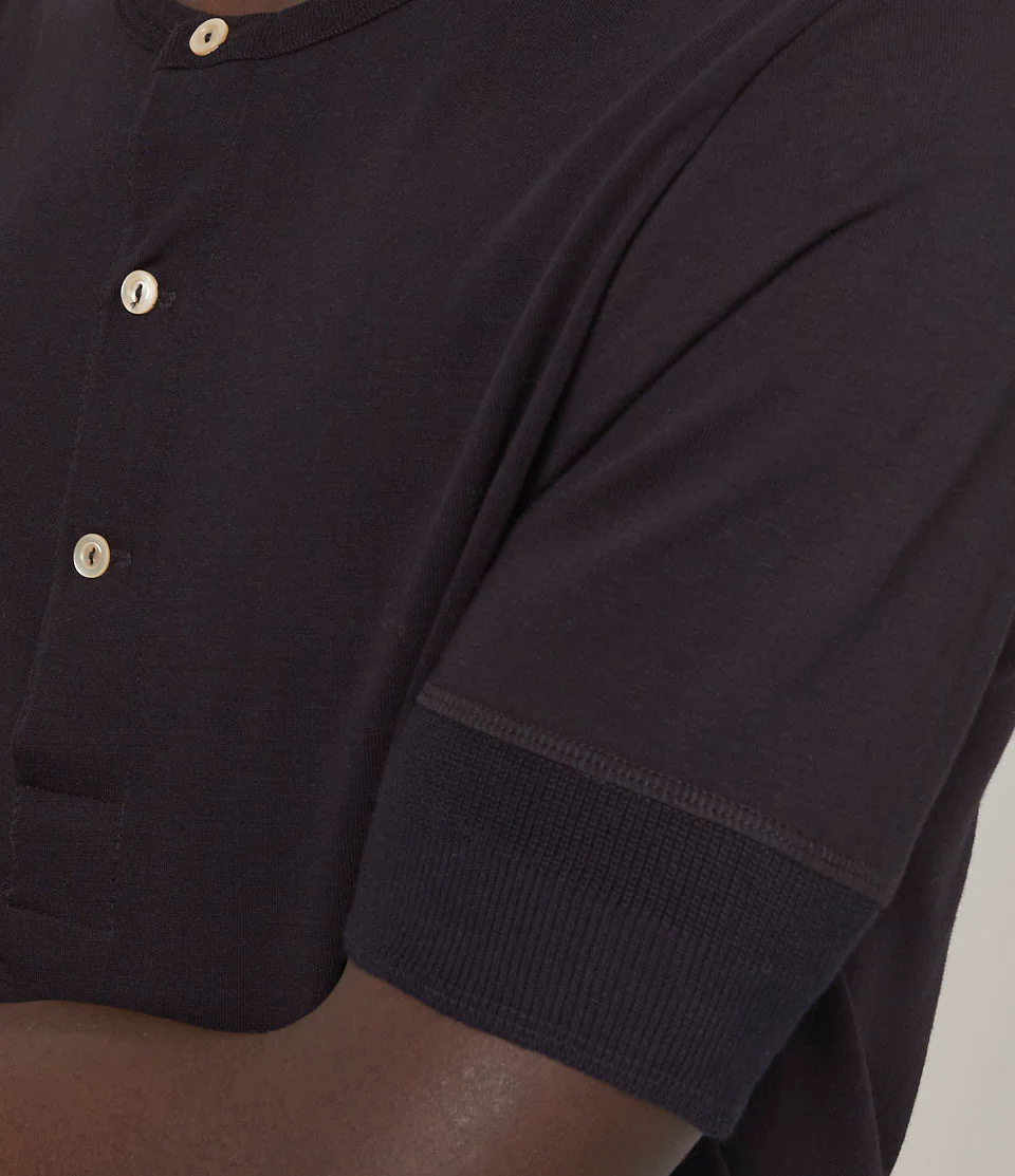 207 Loopwheeled Classic Fit Midweight Short Sleeve Henley - Image 3