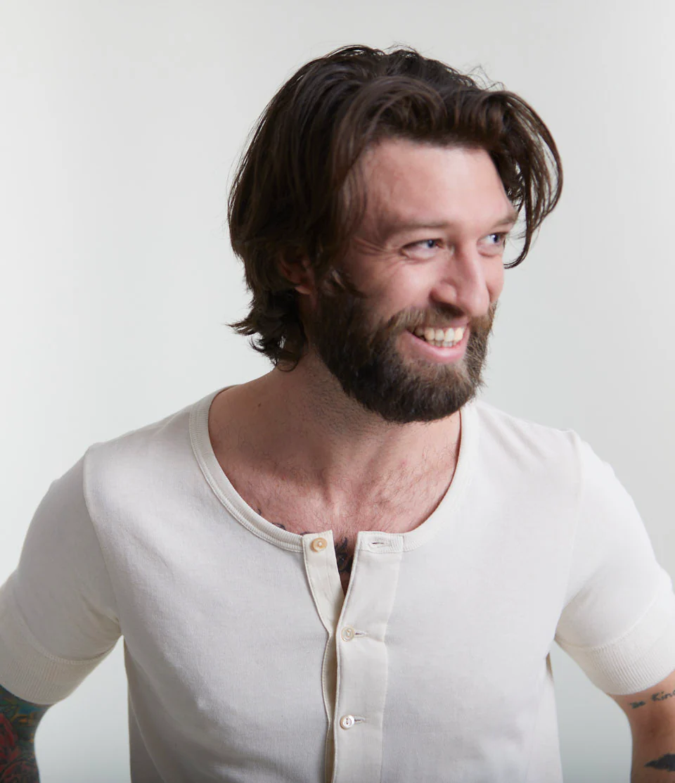207 Loopwheeled Classic Fit Midweight Short Sleeve Henley - Image 3