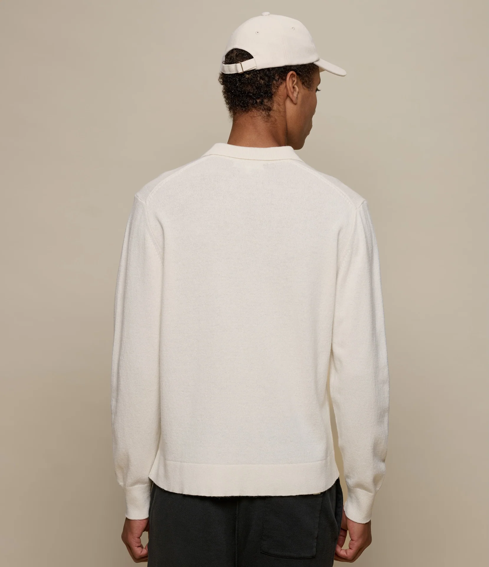 Merino Wool-Cashmere-Silk Long Sleeve Polo Shirt - Image 3