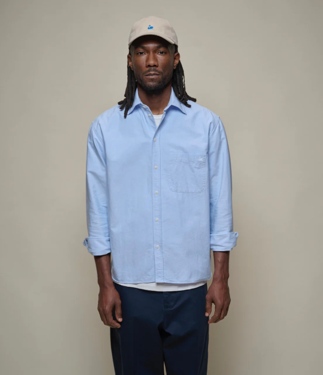 Modern-Cut Cotton Oxford Long Sleeve Shirt