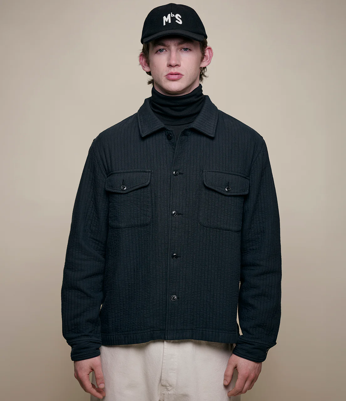 Padded Cotton Long Sleeve Overshirt - Image 5