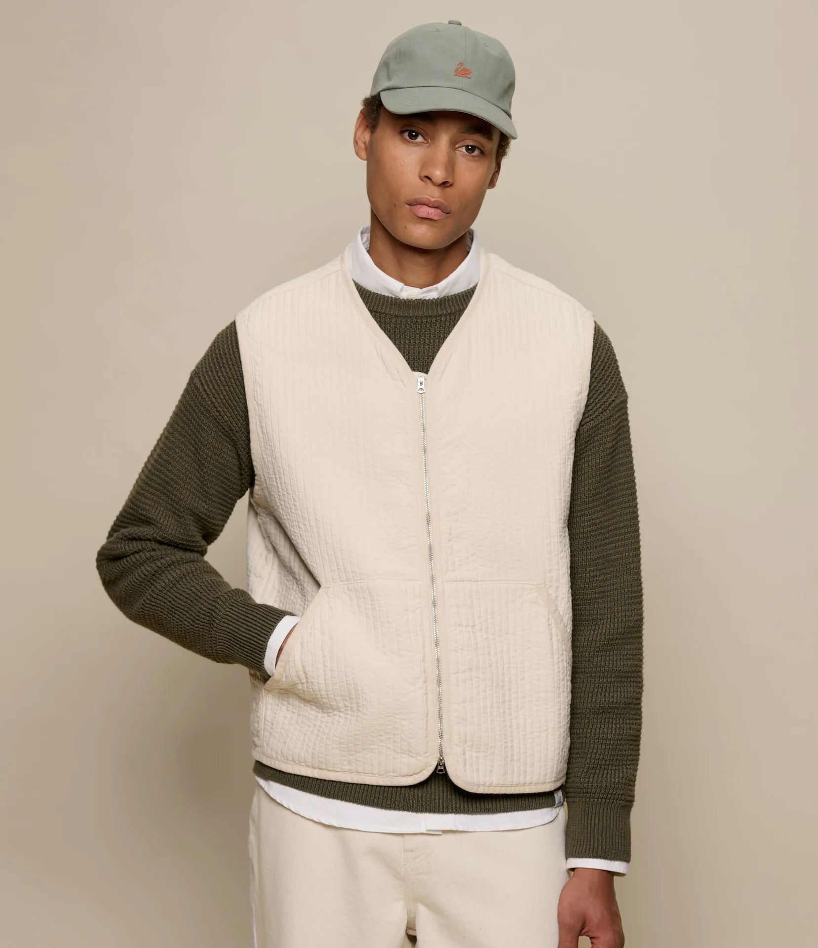 Padded Cotton Zip Vest