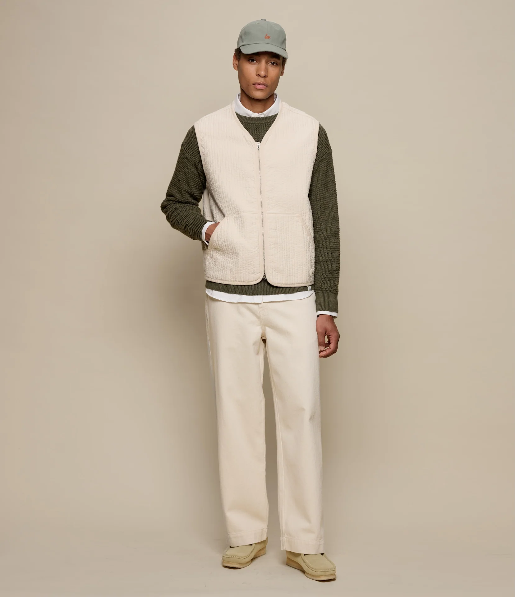 Padded Cotton Zip Vest - Image 5