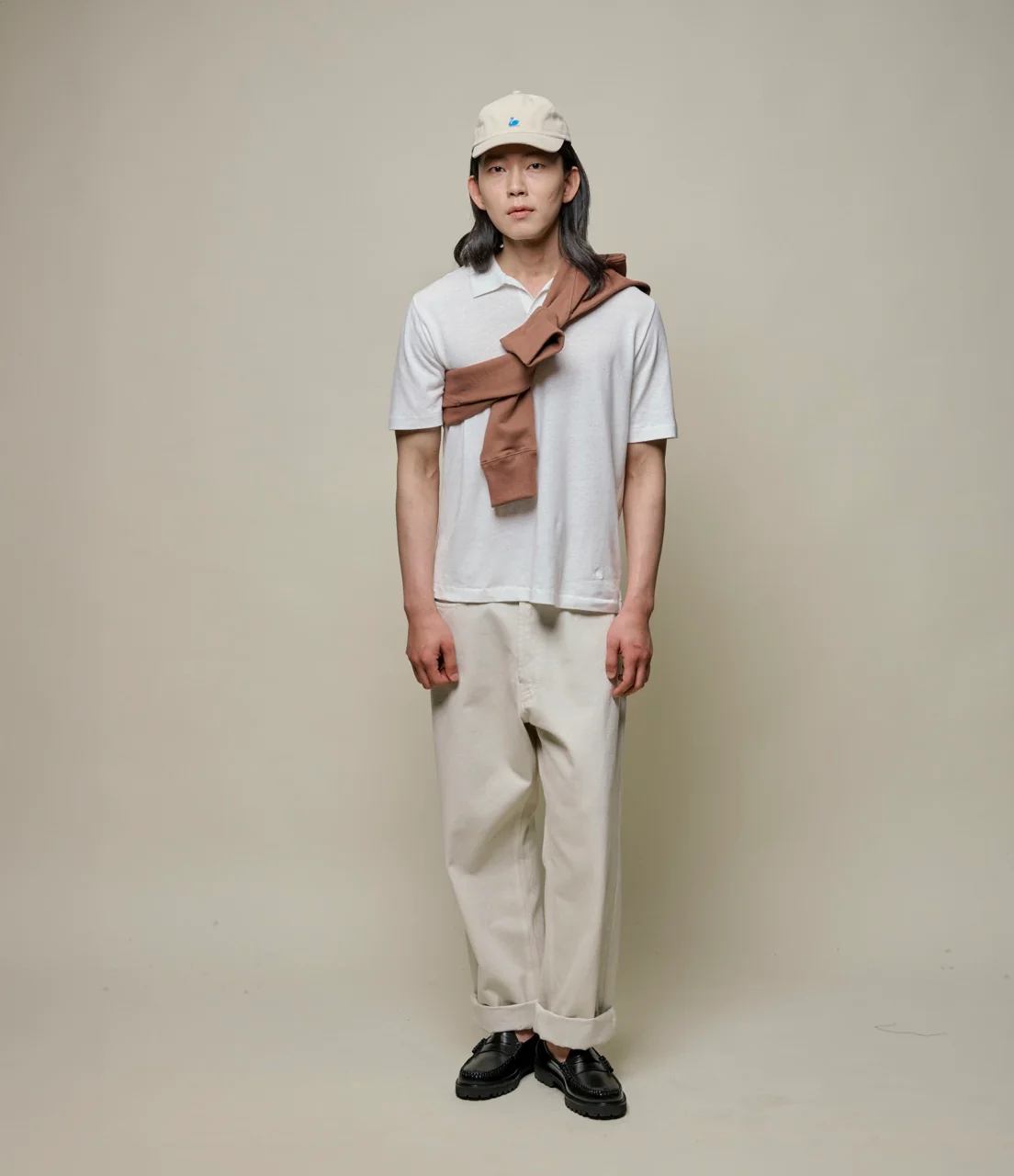 Linen-Cotton Relaxed Fit  Short Sleeve Polo Shirt - Image 3