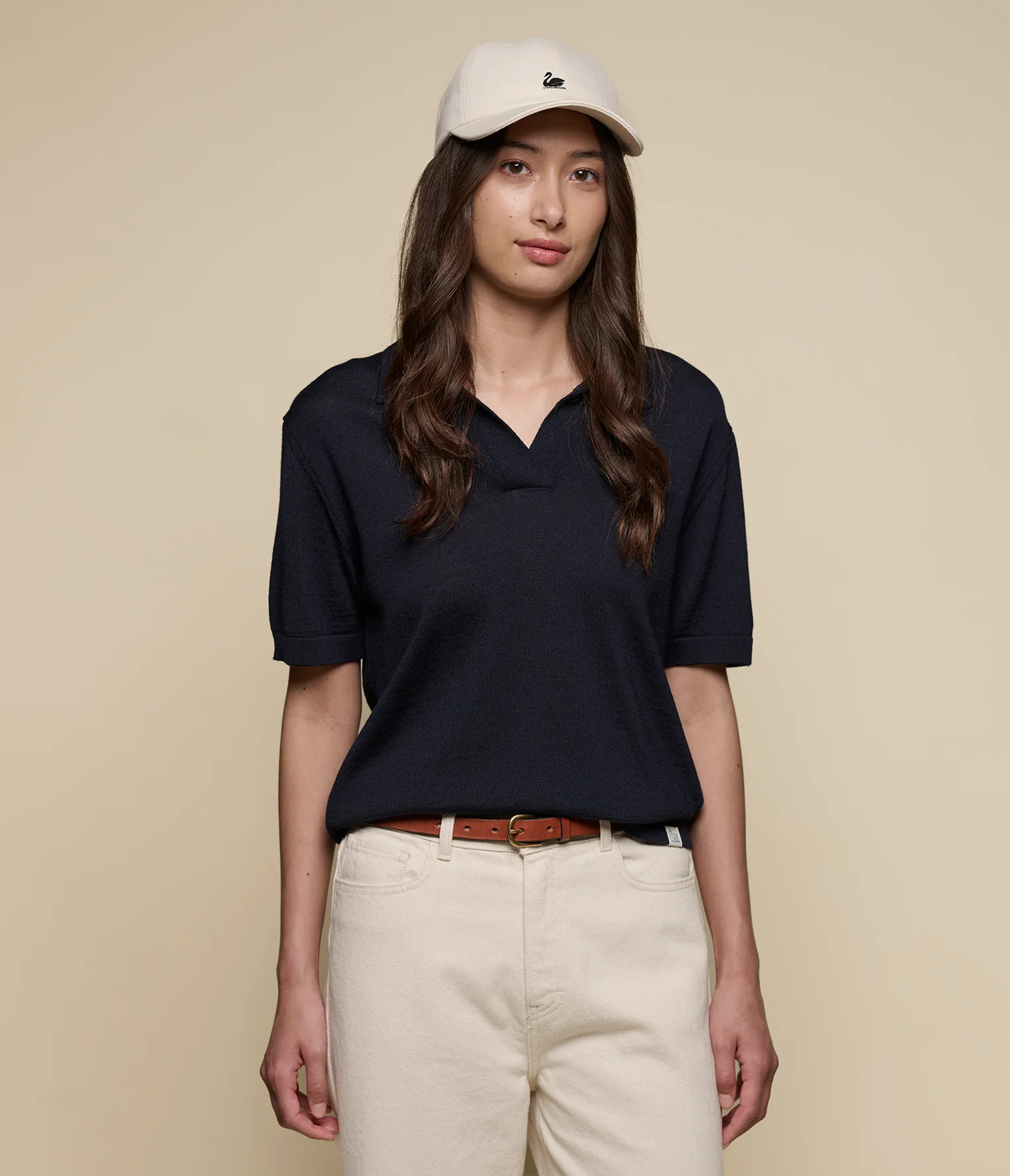 Refined Merino Wool Short Sleeve Women's Polo Shirt