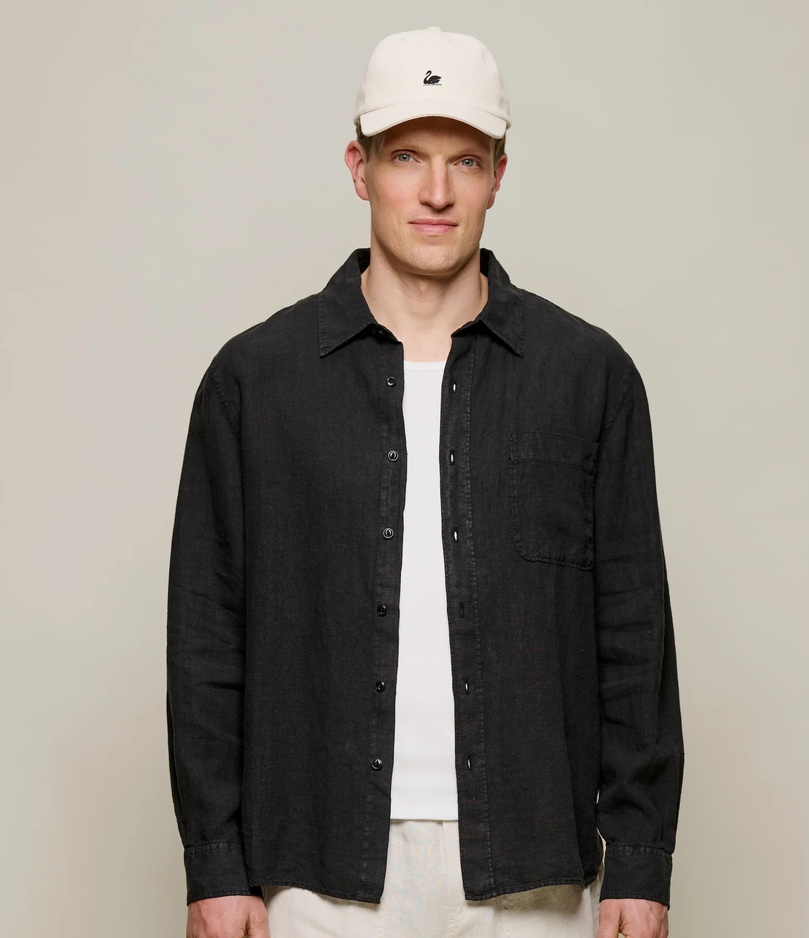 Relaxed Fit Linen Long Sleeve Shirt - Image 3