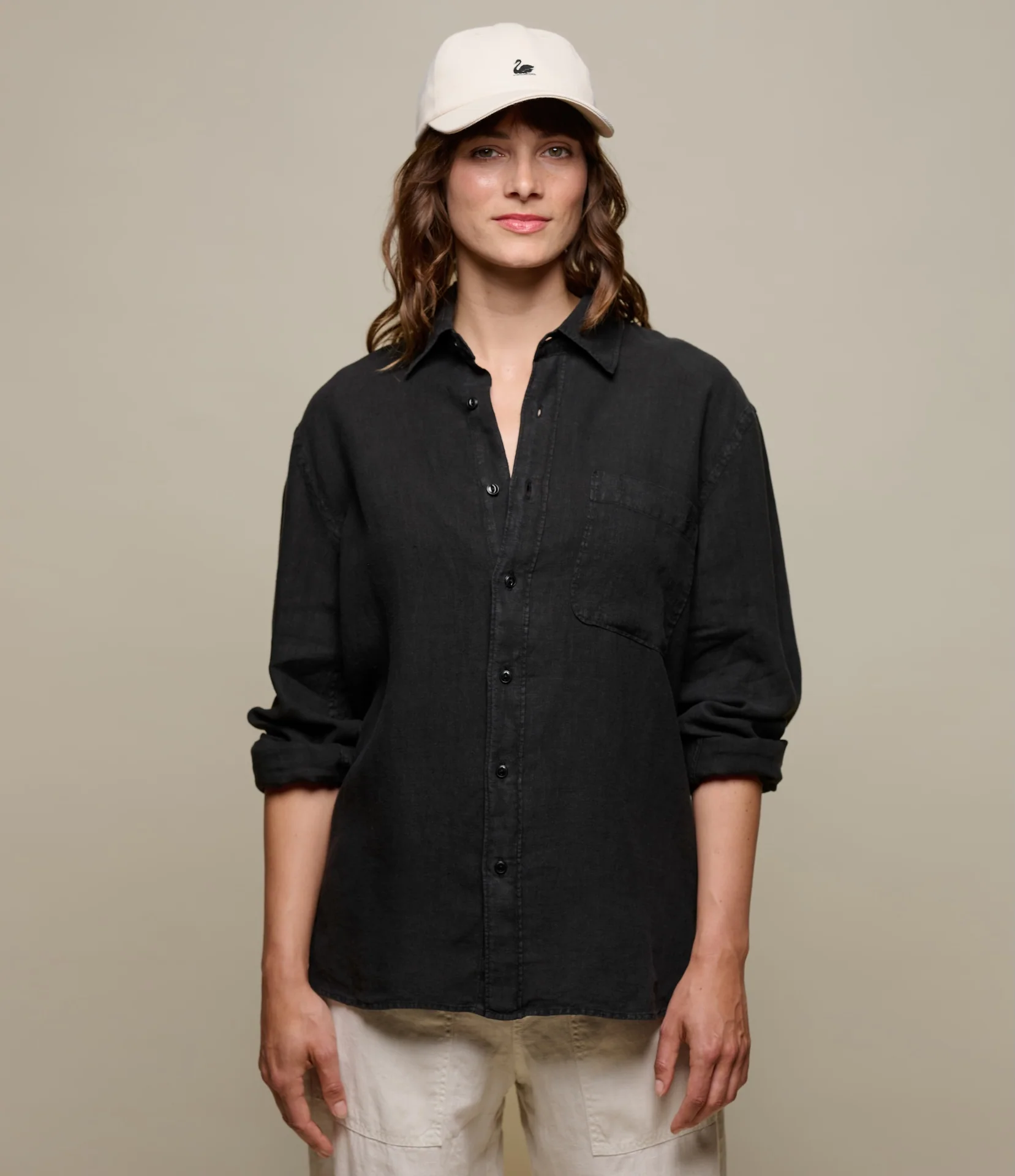 Relaxed Fit Linen Long Sleeve Shirt - Image 6