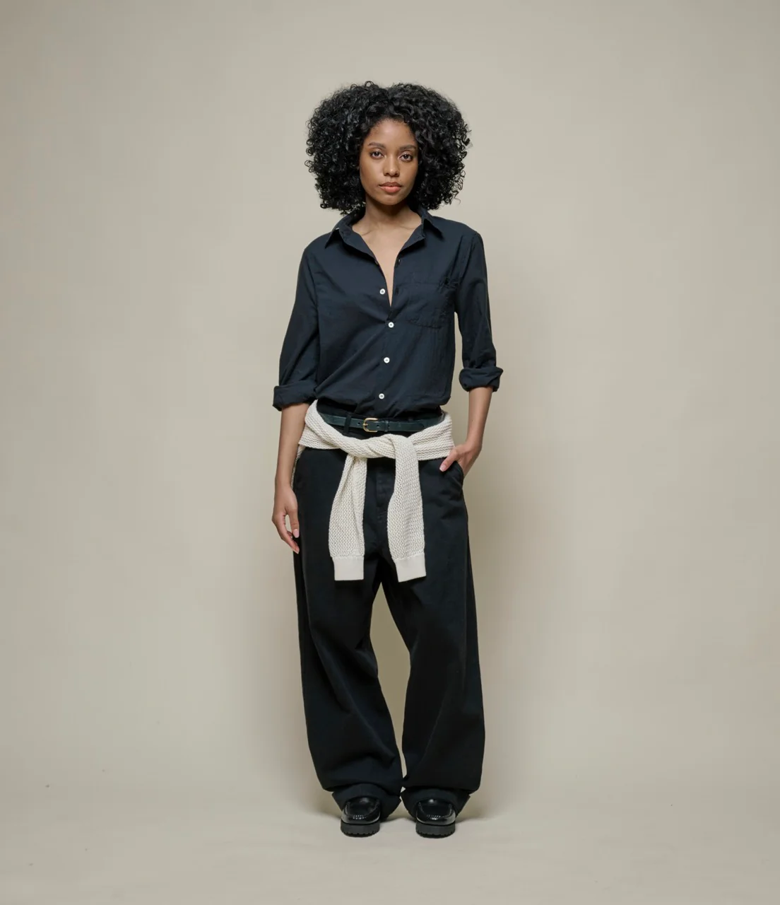 Lightweight Cotton Poplin Women's Long Sleeve Shirt - Image 3