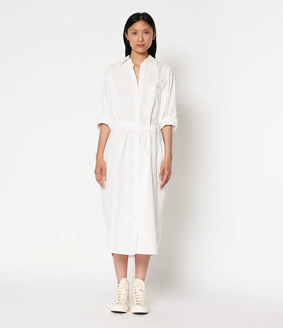Paper Touch Cotton Poplin Shirt Dress