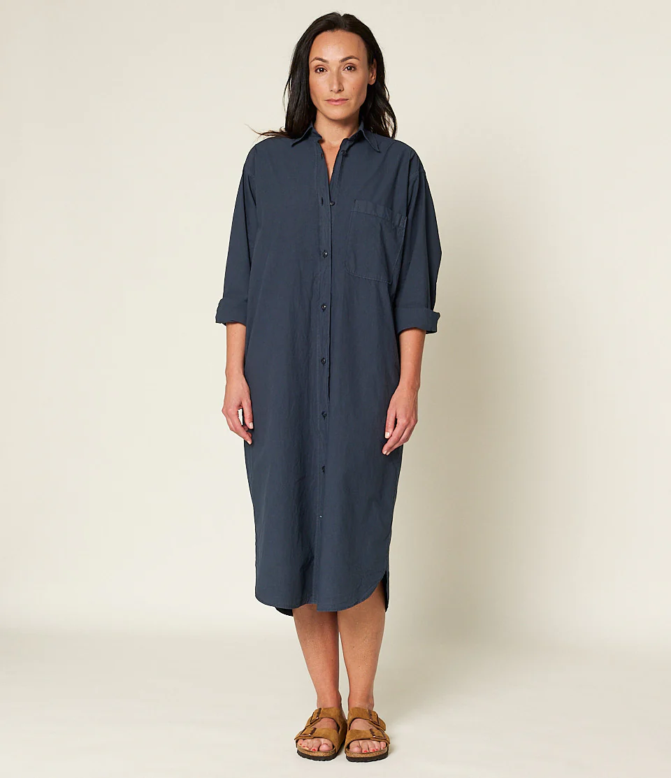 Paper Touch Cotton Poplin Shirt Dress