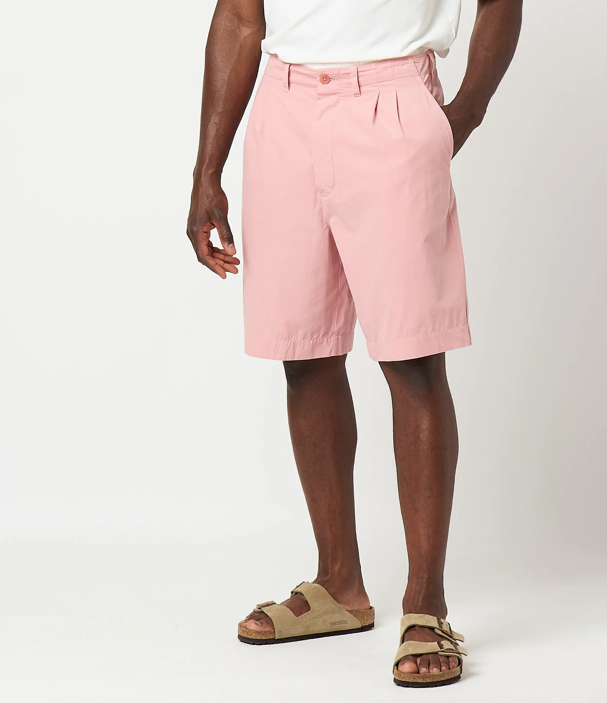 Pleated Cotton Poplin Bermuda Shorts