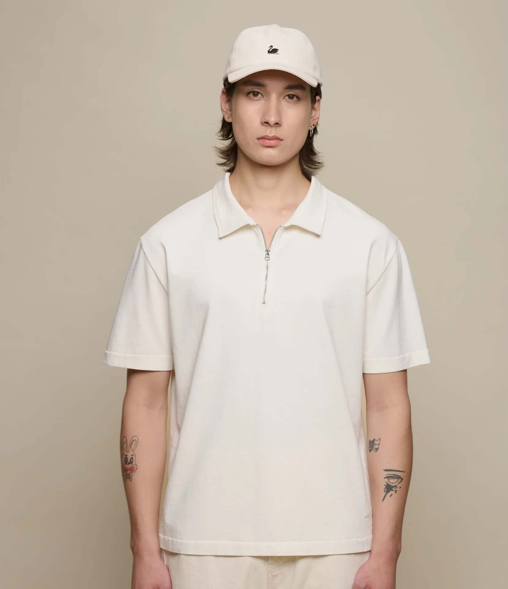 Sturdy Boxy Fit Giza Cotton-Hemp  Zip T-Shirt