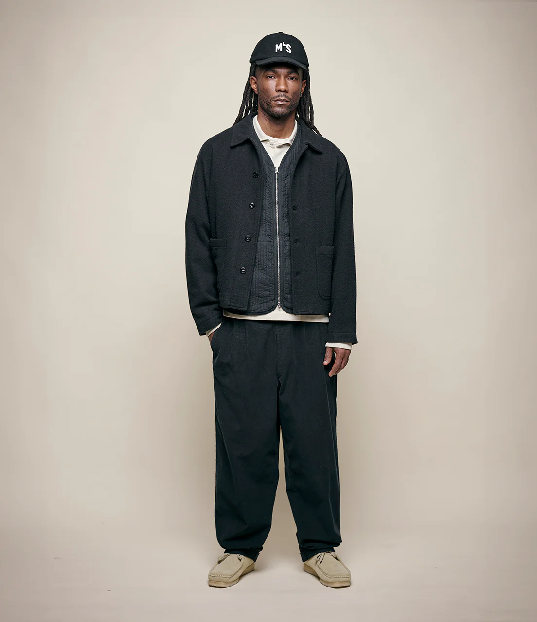 Traditionally Woven Burel Wool Cropped Worker's Jacket - Image 4