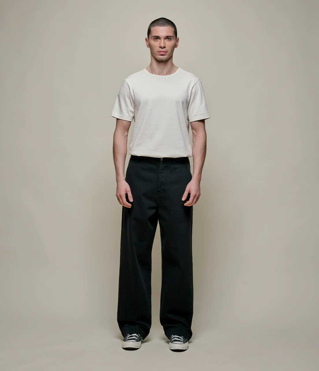 1940s Cotton Twill High Rise Wide Leg Chino - Image 5