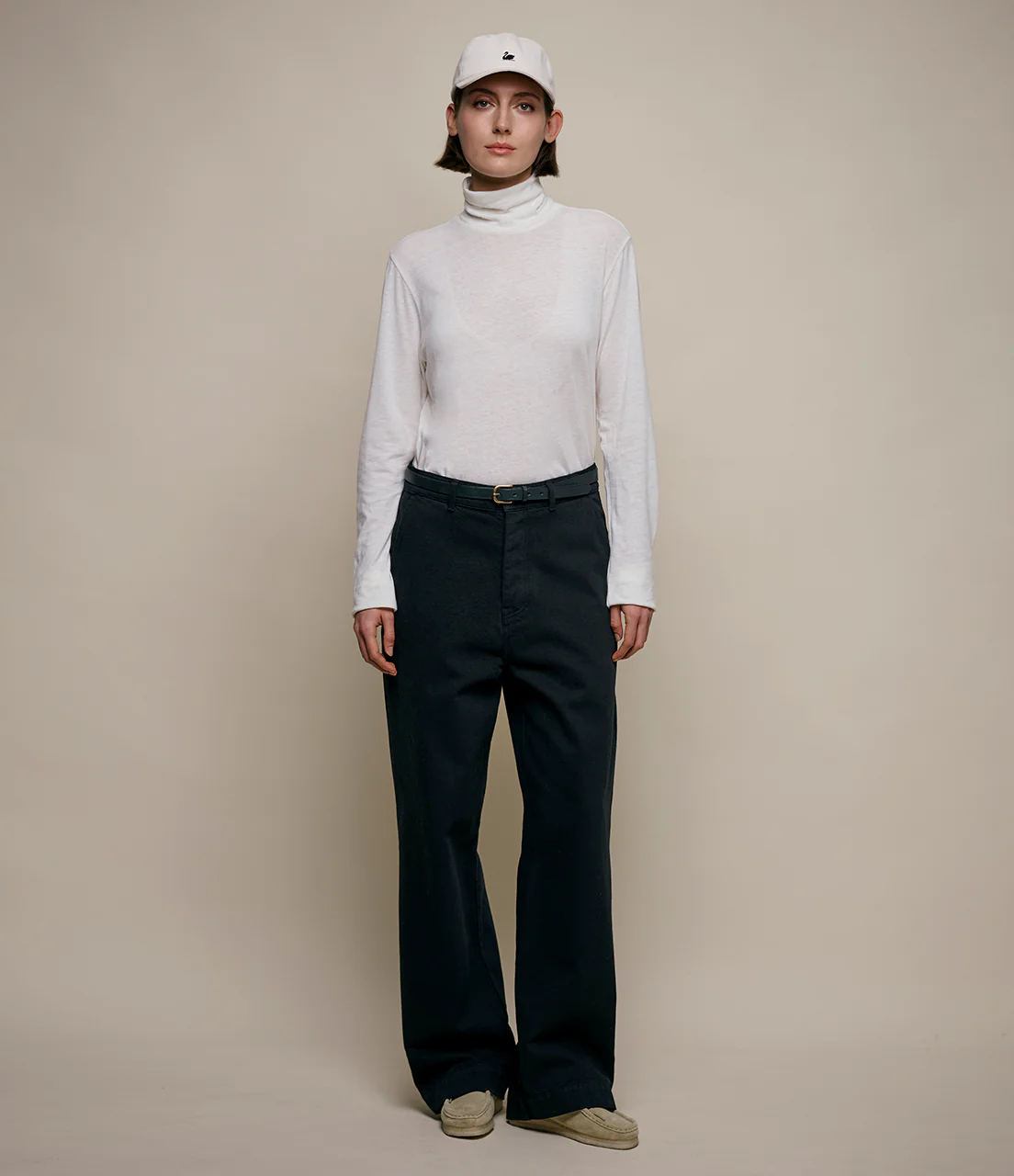 1940s Cotton Twill High Rise Wide Leg Chino - Image 6