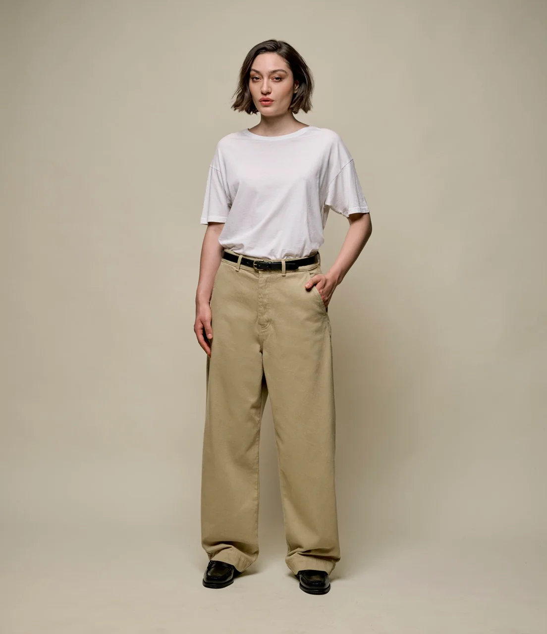 1940s Cotton Twill High Rise Wide Leg Chino - Image 5