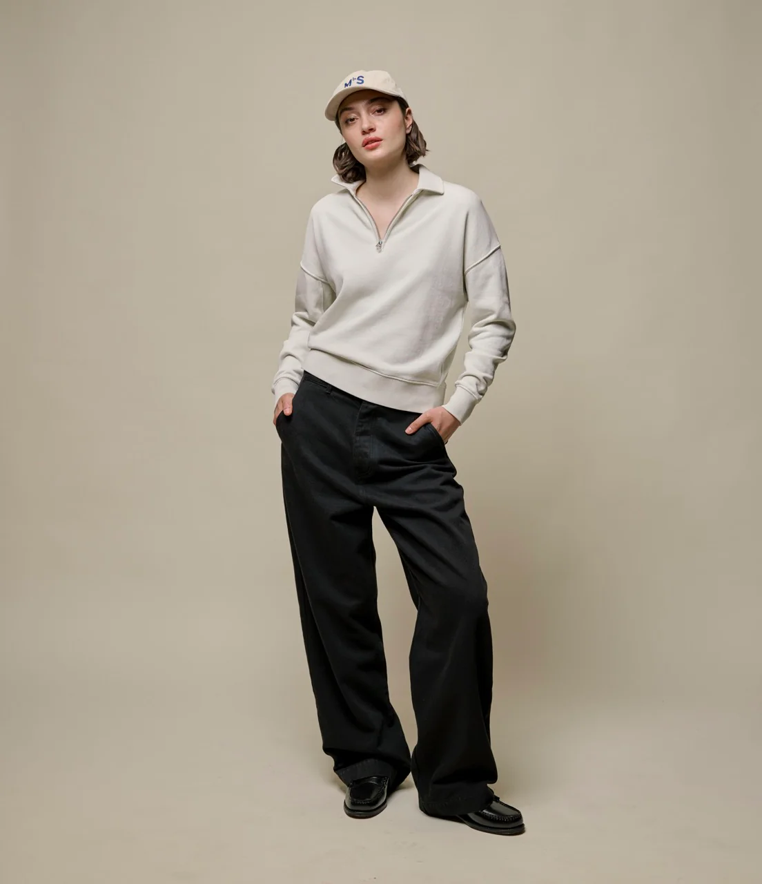 Cropped Retro Fleece Women's Half-Zip Sweatshirt - Image 3